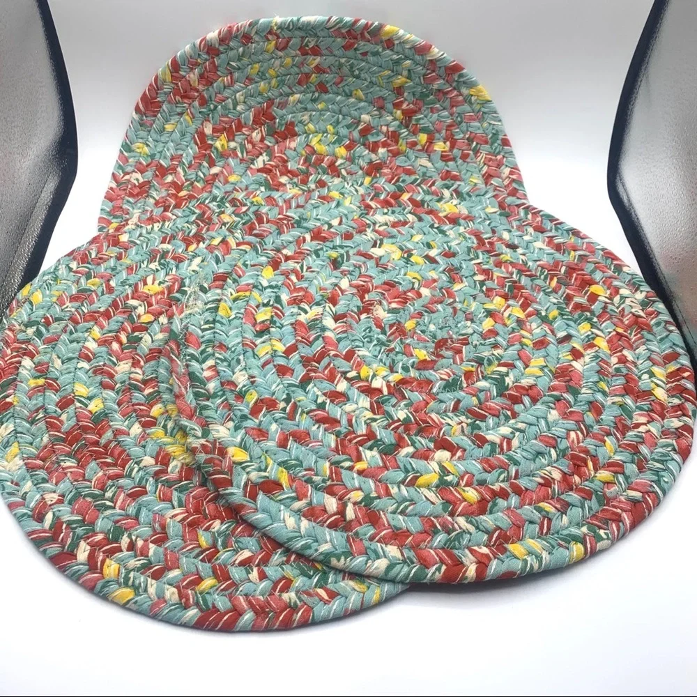 VTG Round Woven 3 Piece Colorful Placemat Set
